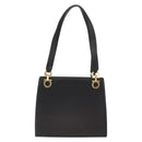 Salvatore Ferragamo Gancini Shoulder Bag Leather Black Gold Auth 150293-3