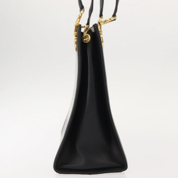 Salvatore Ferragamo Gancini Shoulder Bag Leather Black Gold Auth 150293