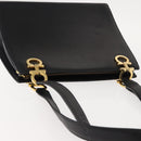 Salvatore Ferragamo Gancini Shoulder Bag Leather Black Gold Auth 150293-6
