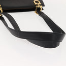 Salvatore Ferragamo Gancini Shoulder Bag Leather Black Gold Auth 150293-7