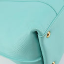 Salvatore Ferragamo Gancini Hand Bag Leather Turquoise Blue Gold Auth 150296-13