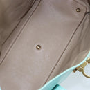 Salvatore Ferragamo Gancini Hand Bag Leather Turquoise Blue Gold Auth 150296-16