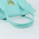 Salvatore Ferragamo Gancini Hand Bag Leather Turquoise Blue Gold Auth 150296-7