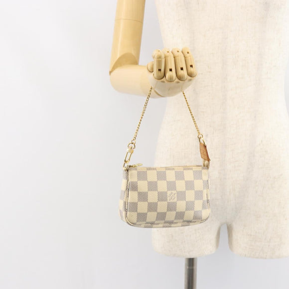 LOUIS VUITTON Damier Azur Mini Pochette Accessoires Pouch N63005 LV Auth 150311