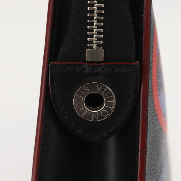 LOUIS VUITTON Damier Graphite Pochette Voyage MM Clutch Bag N60134 Auth 150316