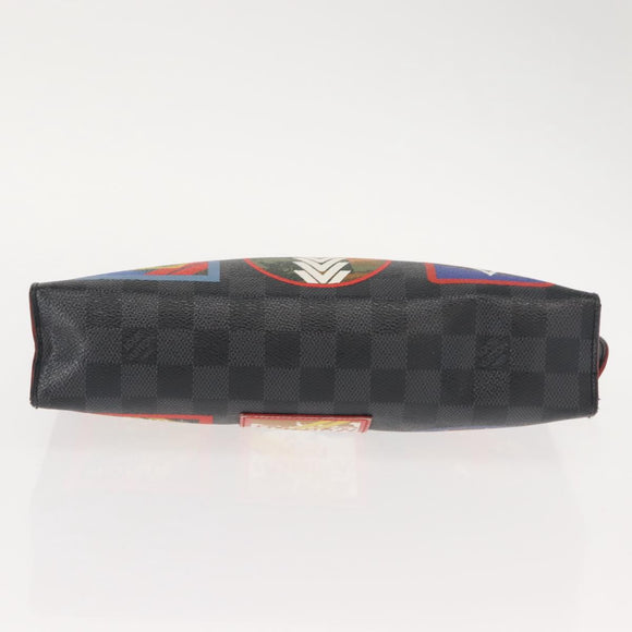 LOUIS VUITTON Damier Graphite Pochette Voyage MM Clutch Bag N60134 Auth 150316