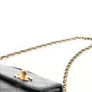 CHANEL Matelasse Double Turn Lock Chain Bag Lamb Skin 2way Navy CC Auth 150317SM-15