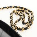 CHANEL Matelasse Double Turn Lock Chain Bag Lamb Skin 2way Navy CC Auth 150317SM-16