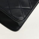 CHANEL Matelasse Double Turn Lock Chain Bag Lamb Skin 2way Navy CC Auth 150317SM-19