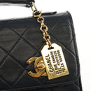 CHANEL Matelasse Double Turn Lock Chain Bag Lamb Skin 2way Navy CC Auth 150317SM-21