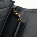 CHANEL Matelasse Double Turn Lock Chain Bag Lamb Skin 2way Navy CC Auth 150317SM-25