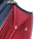 CHANEL Matelasse Double Turn Lock Chain Bag Lamb Skin 2way Navy CC Auth 150317SM-27
