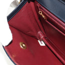 CHANEL Matelasse Double Turn Lock Chain Bag Lamb Skin 2way Navy CC Auth 150317SM-28
