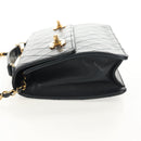 CHANEL Matelasse Double Turn Lock Chain Bag Lamb Skin 2way Navy CC Auth 150317SM-3