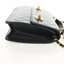 CHANEL Matelasse Double Turn Lock Chain Bag Lamb Skin 2way Navy CC Auth 150317SM-4