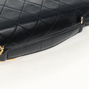 CHANEL Matelasse Double Turn Lock Chain Bag Lamb Skin 2way Navy CC Auth 150317SM-7
