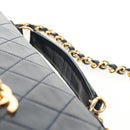 CHANEL Matelasse Double Turn Lock Chain Bag Lamb Skin 2way Navy CC Auth 150317SM-14