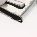 PRADA Pouch Patent leather Silver Auth 150318-16