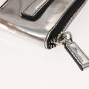 PRADA Pouch Patent leather Silver Auth 150318-17