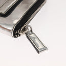 PRADA Pouch Patent leather Silver Auth 150318-8