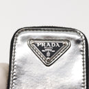 PRADA Pouch Patent leather Silver Auth 150318-9