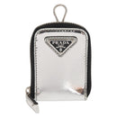 PRADA Pouch Patent leather Silver Auth 150318-13