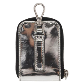 PRADA Pouch Patent leather Silver Auth 150318 - 0