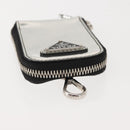 PRADA Pouch Patent leather Silver Auth 150318-6