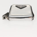 PRADA Pouch Patent leather Silver Auth 150318-5