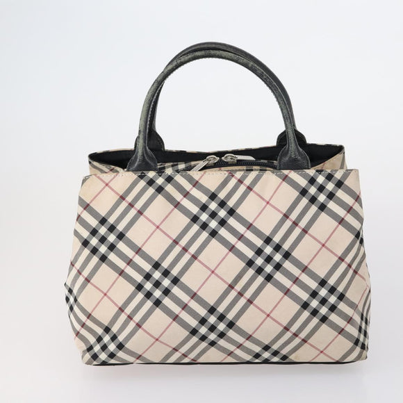 BURBERRY Nova Check Hand Bag Nylon Leather 2 Set Beige Brown Auth 150325