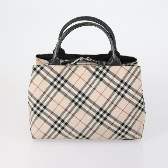 BURBERRY Nova Check Hand Bag Nylon Leather 2 Set Beige Brown Auth 150325