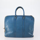 LOUIS VUITTON Epi Porte Documents Voyage Bag 2 Set Black Blue LV Auth 150326-10