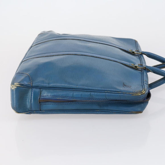 LOUIS VUITTON Epi Porte Documents Voyage Bag 2 Set Black Blue LV Auth 150326