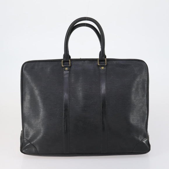 LOUIS VUITTON Epi Porte Documents Voyage Bag 2 Set Black Blue LV Auth 150326