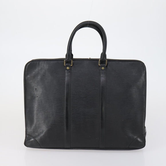 LOUIS VUITTON Epi Porte Documents Voyage Bag 2 Set Black Blue LV Auth 150326