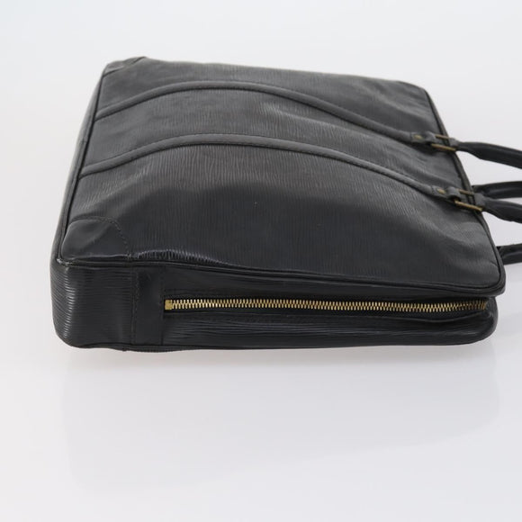 LOUIS VUITTON Epi Porte Documents Voyage Bag 2 Set Black Blue LV Auth 150326