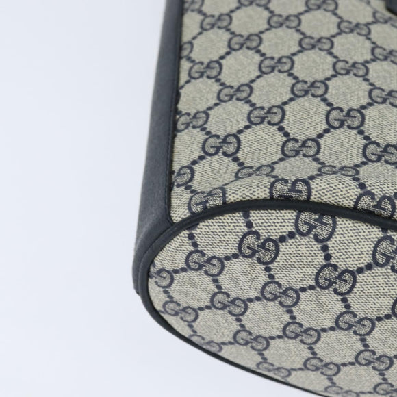 GUCCI GG Supreme Sherry Line Shoulder Bag PVC Navy Gold Auth 150340