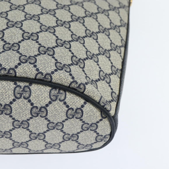 GUCCI GG Supreme Sherry Line Shoulder Bag PVC Navy Gold Auth 150340