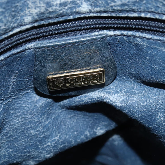 GUCCI GG Supreme Sherry Line Shoulder Bag PVC Navy Gold Auth 150340