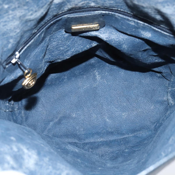 GUCCI GG Supreme Sherry Line Shoulder Bag PVC Navy Gold Auth 150340