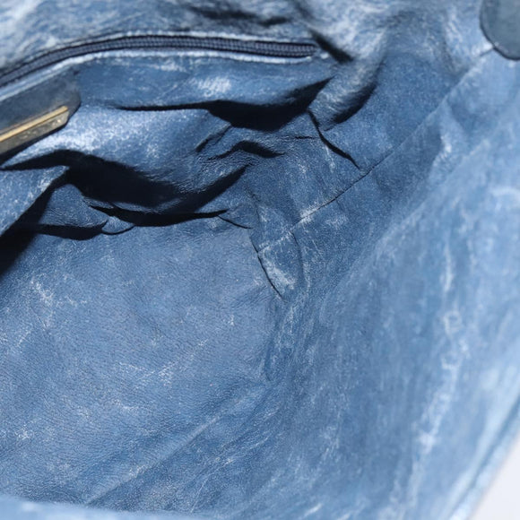 GUCCI GG Supreme Sherry Line Shoulder Bag PVC Navy Gold Auth 150340