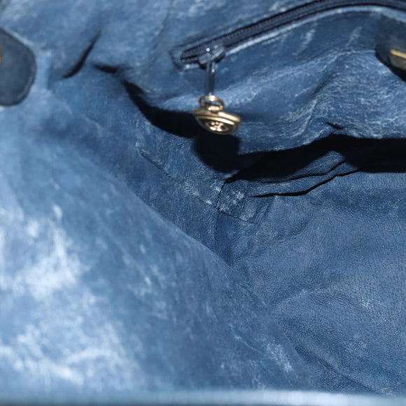 GUCCI GG Supreme Sherry Line Shoulder Bag PVC Navy Gold Auth 150340