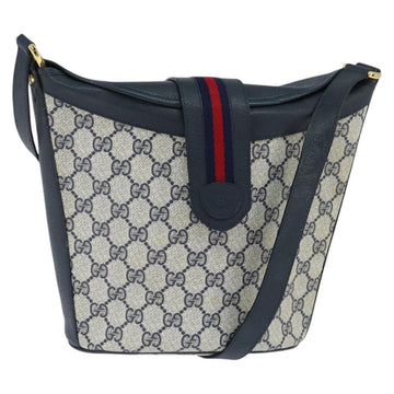 GUCCI GG Supreme Sherry Line Shoulder Bag PVC Navy Gold Auth 150340