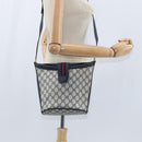 GUCCI GG Supreme Sherry Line Shoulder Bag PVC Navy Gold Auth 150340-20