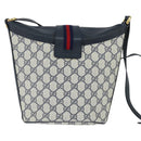 GUCCI GG Supreme Sherry Line Shoulder Bag PVC Navy Gold Auth 150340-2