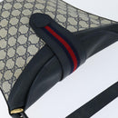 GUCCI GG Supreme Sherry Line Shoulder Bag PVC Navy Gold Auth 150340-6
