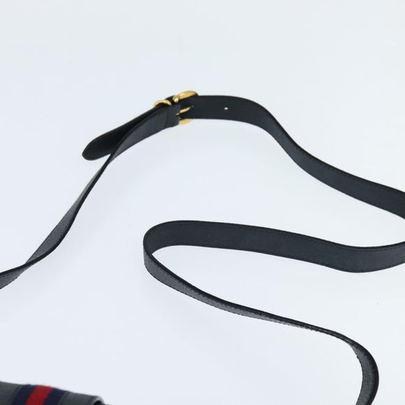 GUCCI GG Supreme Sherry Line Shoulder Bag PVC Navy Gold Auth 150340