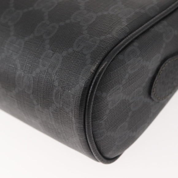 GUCCI GG Supreme Web Sherry Line Bag PVC Black Gold 119 02 088 Auth 150341