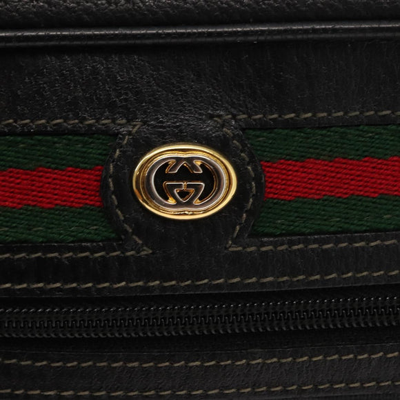 GUCCI GG Supreme Web Sherry Line Bag PVC Black Gold 119 02 088 Auth 150341