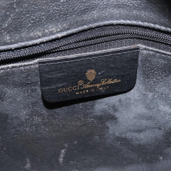 GUCCI GG Supreme Web Sherry Line Bag PVC Black Gold 119 02 088 Auth 150341